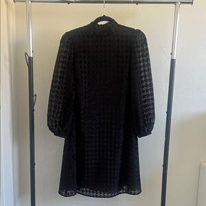 Ann Taylor | Black Houndstooth Long Sleeve Dress | Size 4